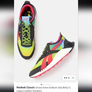 Jelly Belly X Reebok Classic Green and Black Jelly Belly CL- Flavor Mix Sz 9.5